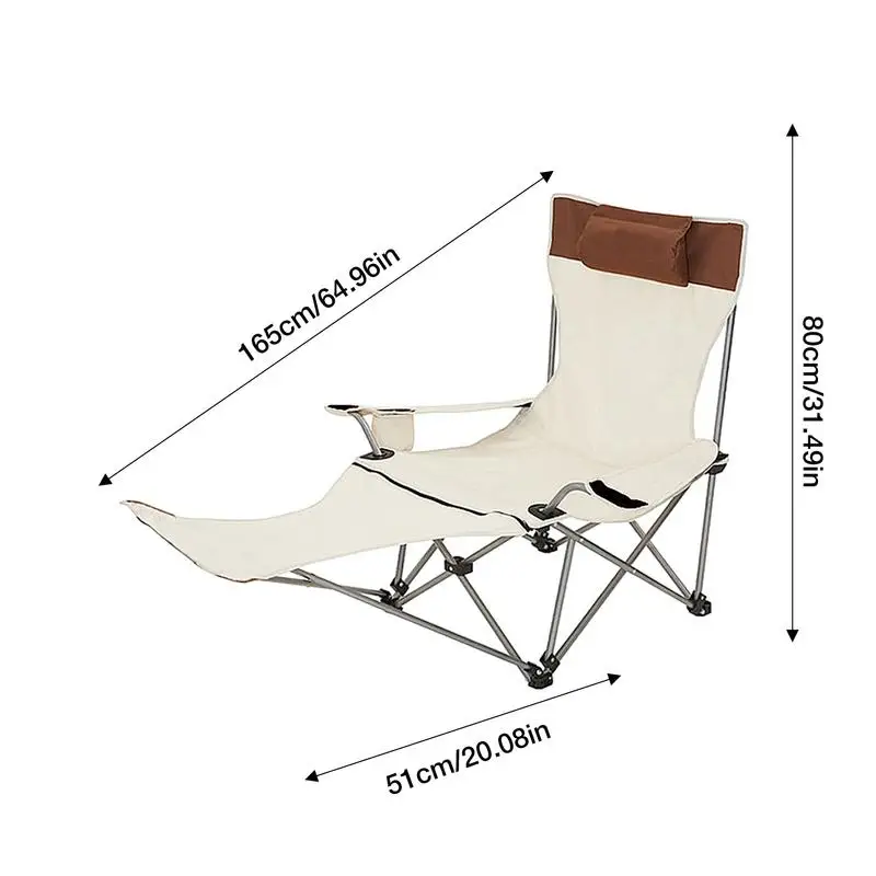 Reclining Patio Chair Portable Camping Loungers Chair Adjustable Lounge Chairs With Footrest Headrest Cup Holder Leisure Chair