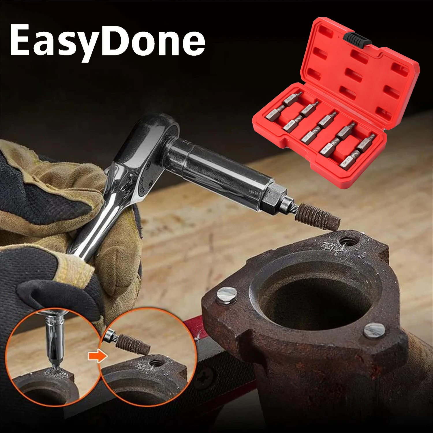 10Pcs Screw Extractor Set 40CR-MO Damaged Screw Extractor Set Metal easy drill bolt stud multi-spline screw extractor set