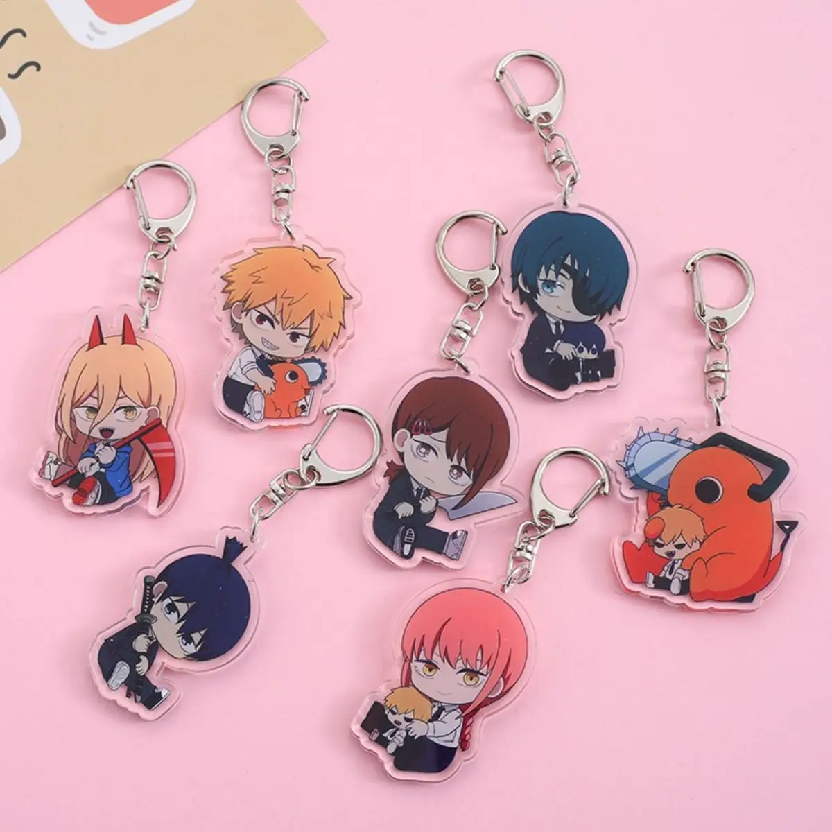 Anime Chainsaw Man Acrylic keychain accessaries Cartoon funny Bag Pendant Gift cute bag charm Keyring Friends Fans Gifts