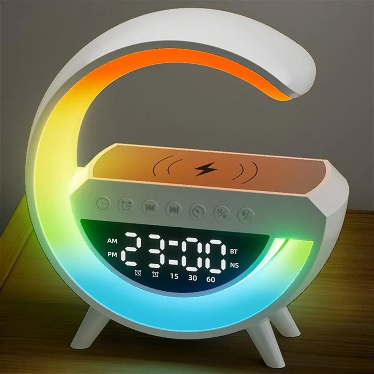 

Стабильный динамик для спальни, беспроводное зарядное устройство, умный светильник, звуковая машина, умные будильники для спальни, ночник, будильник