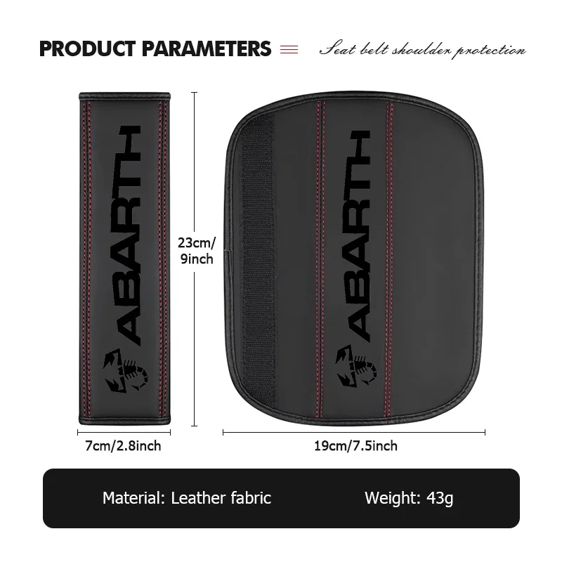Car Seat Belt Shoulder Pad Leather Soft Cushion For Abarth 124 Spider 500X 500L Grande Punto 695 Styling Accessory