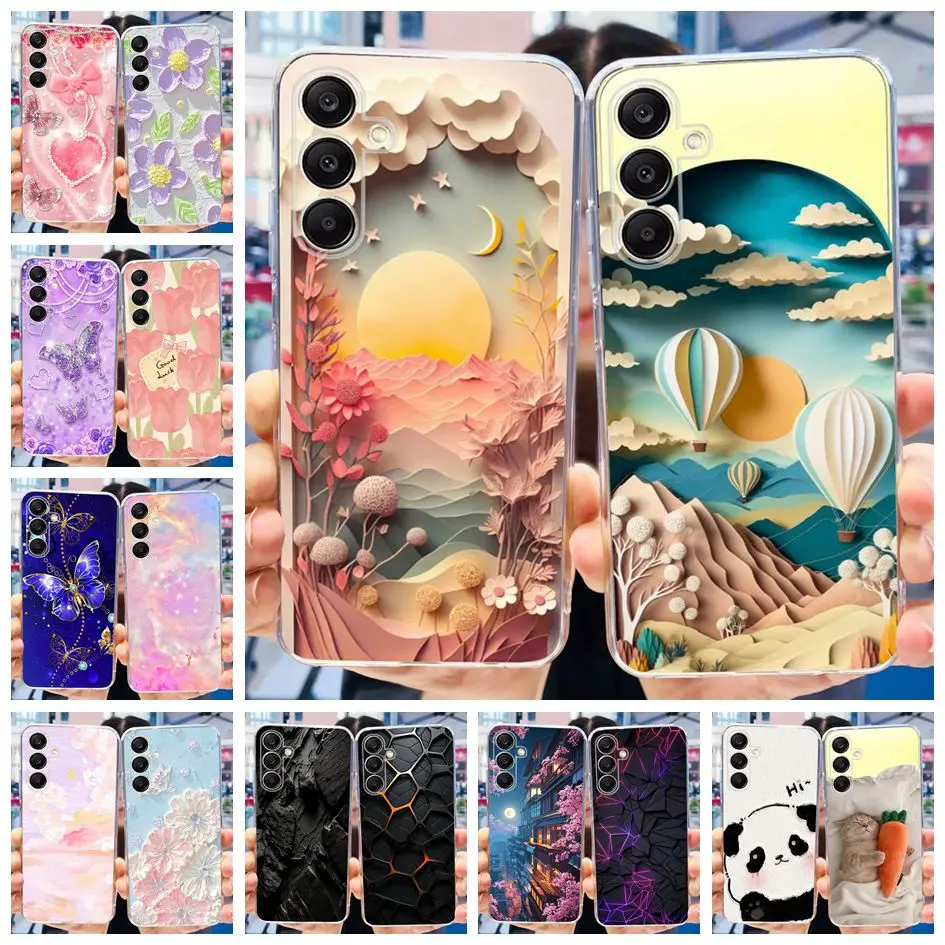 For Samsung Galaxy A55 5G Case SM-A556B Fashion Pattern Soft Silicone Clear Cover For Samsung A25 A35 A 55 5G A256B A356B Fundas