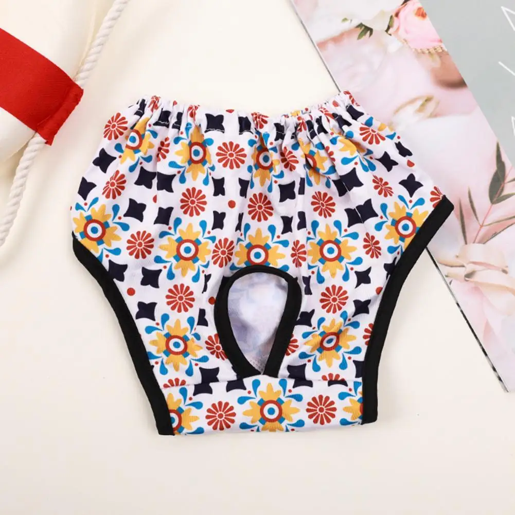 Female Dog Heat Pants Washable Dog Diapers Female Dog Menstrual Pants with Elasticity Cartoon Pattern Prevent Heat for Dogs