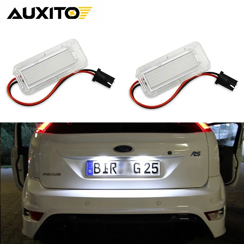 2pcs Canbus LED Number License Plate Light For Ford Focus 5D Fiesta Mondeo MK4 C-Max MK2 S-Max Kuga Galaxy 6000K White Auto Lamp