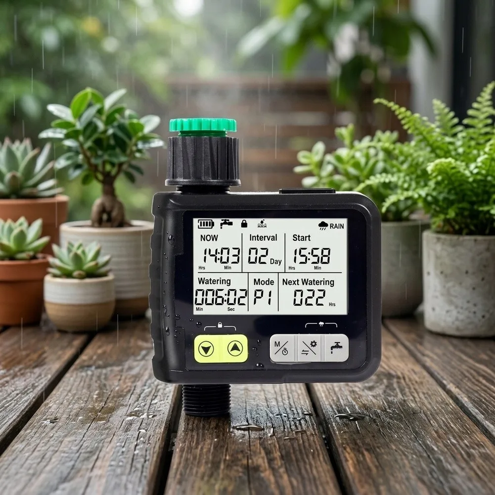 Smart Water Timer Featuring Rain Detection and 9 Independent Scheduling for Orchards Berry Patches and Herb Rows