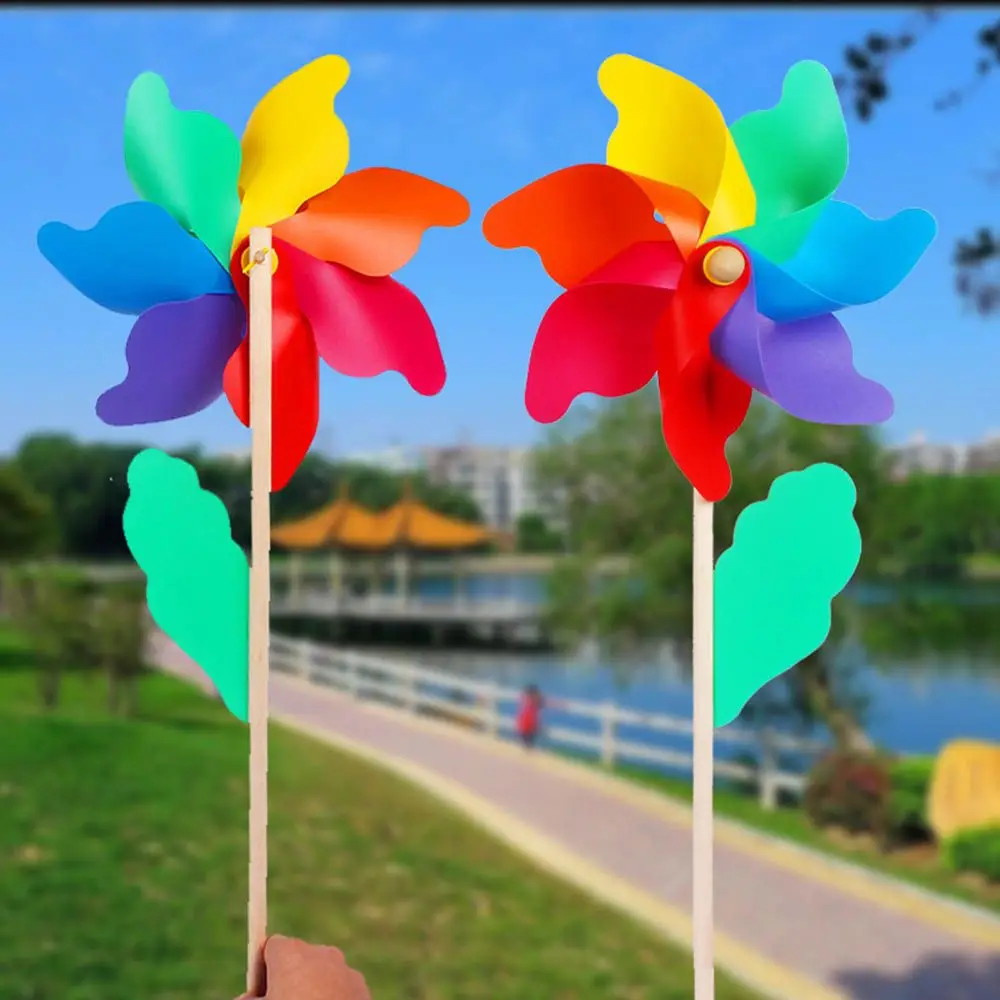 Whirligig Yard Wood Stick Lawn Kids Toy Wind Spinner Garden Decor Windmill