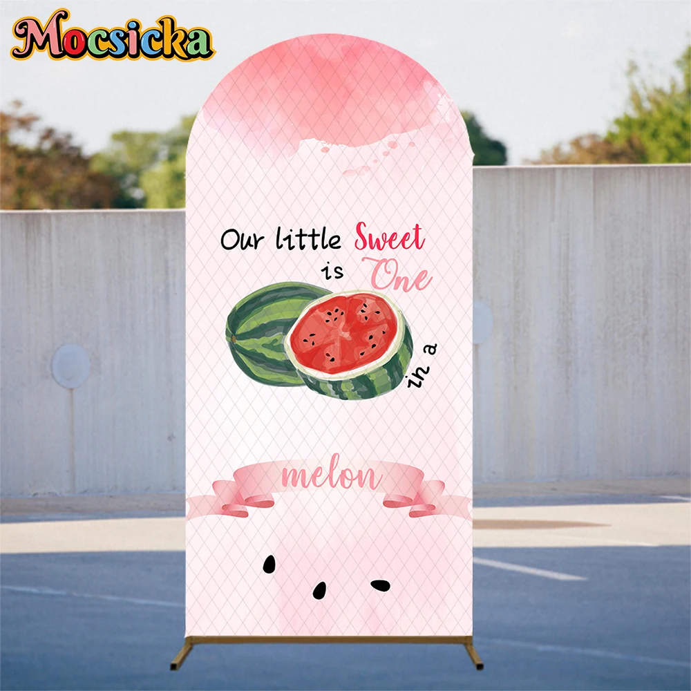 Mocsicka Watermelon Arch Backdrop Cover Child Baby Shower Birthday Photo Studio Arched Backgrounds Summer Fruit Pink Decorations