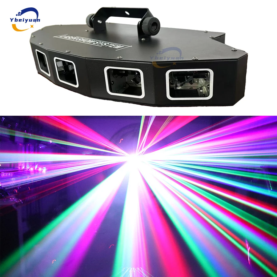 DJ Fan-Shaped 6-Lens Full Color Scanning Laser Projector DMX512 RGB Stage Effect Laser Light Disco Party Dance Floor Bar