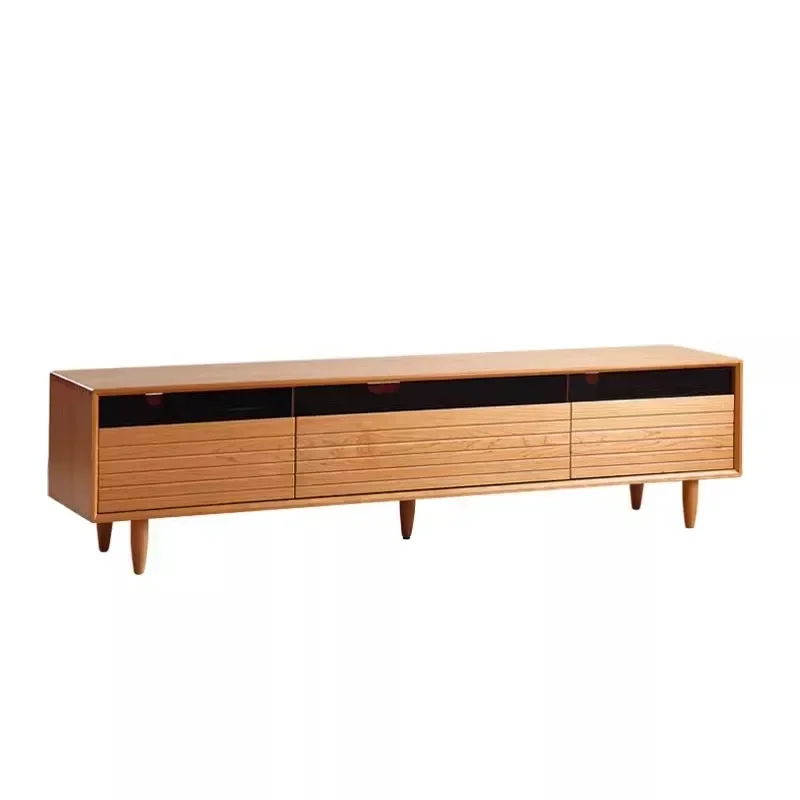 

Small apartment full cherry wood locker coffee table TV cabinet combination