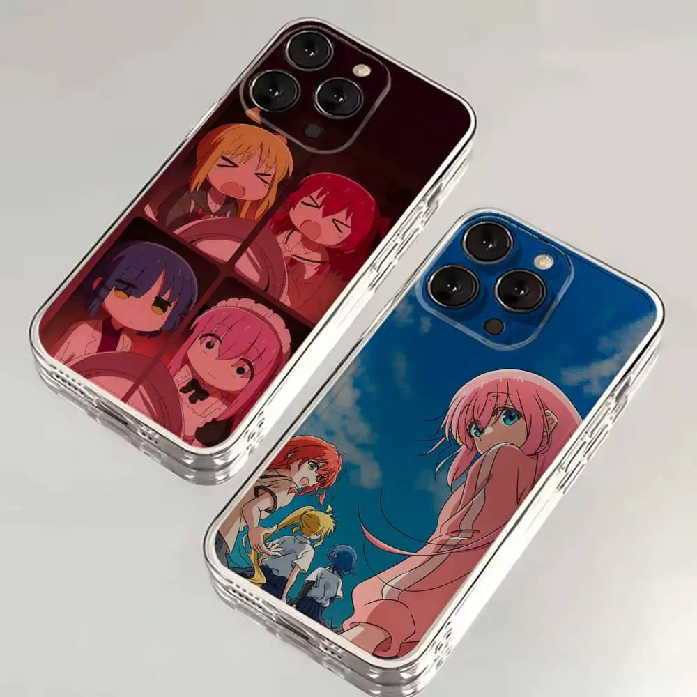 

B-Bocchi the Rock Band Phone Case For iPhone 16,15,14,13,12,11,17 Pro,Max,Plus,X,XS,XR,SE,Mini Transparent Soft Cover