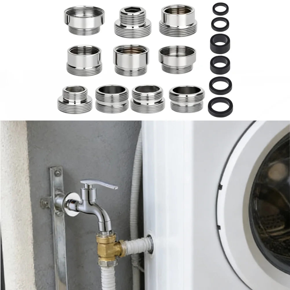 

10-Piece Stainless Steel Faucet Adapter Set For Kitchen, Bathroom, And Garden Faucet Connection Accessories