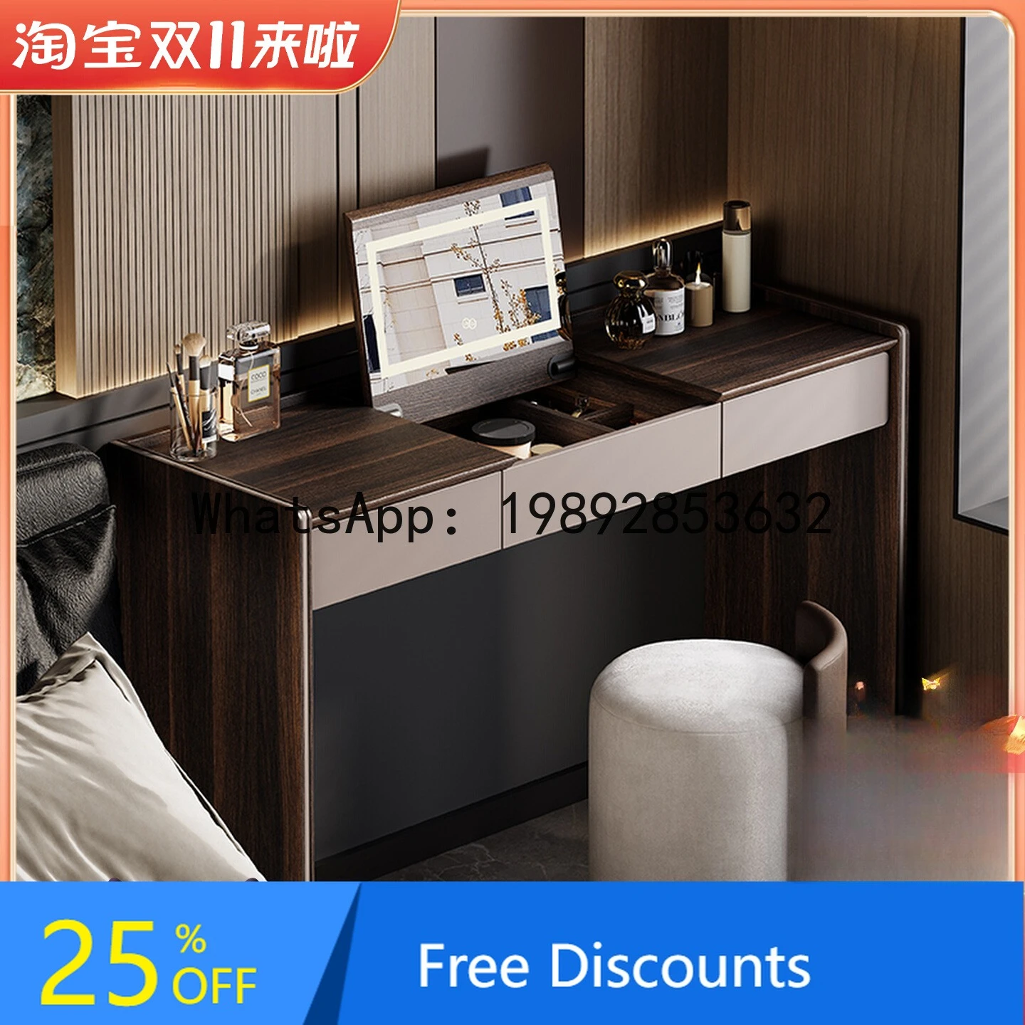 LYY Italian Minimalist Dressing Table Bedroom Bedside Desk Integrated Simple Modern 2025 New Small Flip Makeup Table