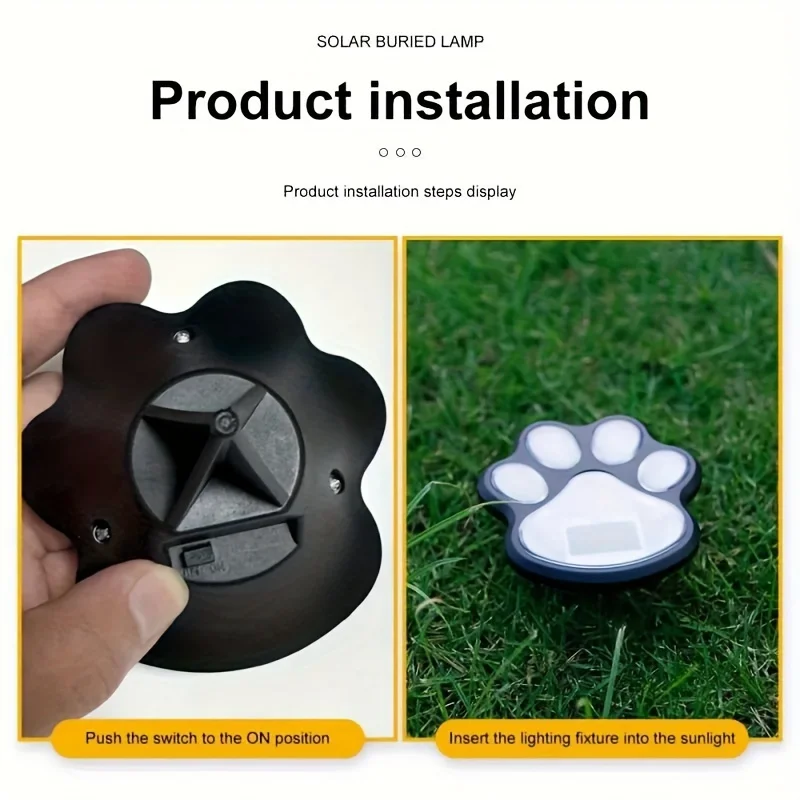 4/8 Pack Dog Paw Print Solar Light Outdoor Waterproof Puppy Animal Décor Lamp Walkway Garden Lawn Ground Lighting for Pet Lovers