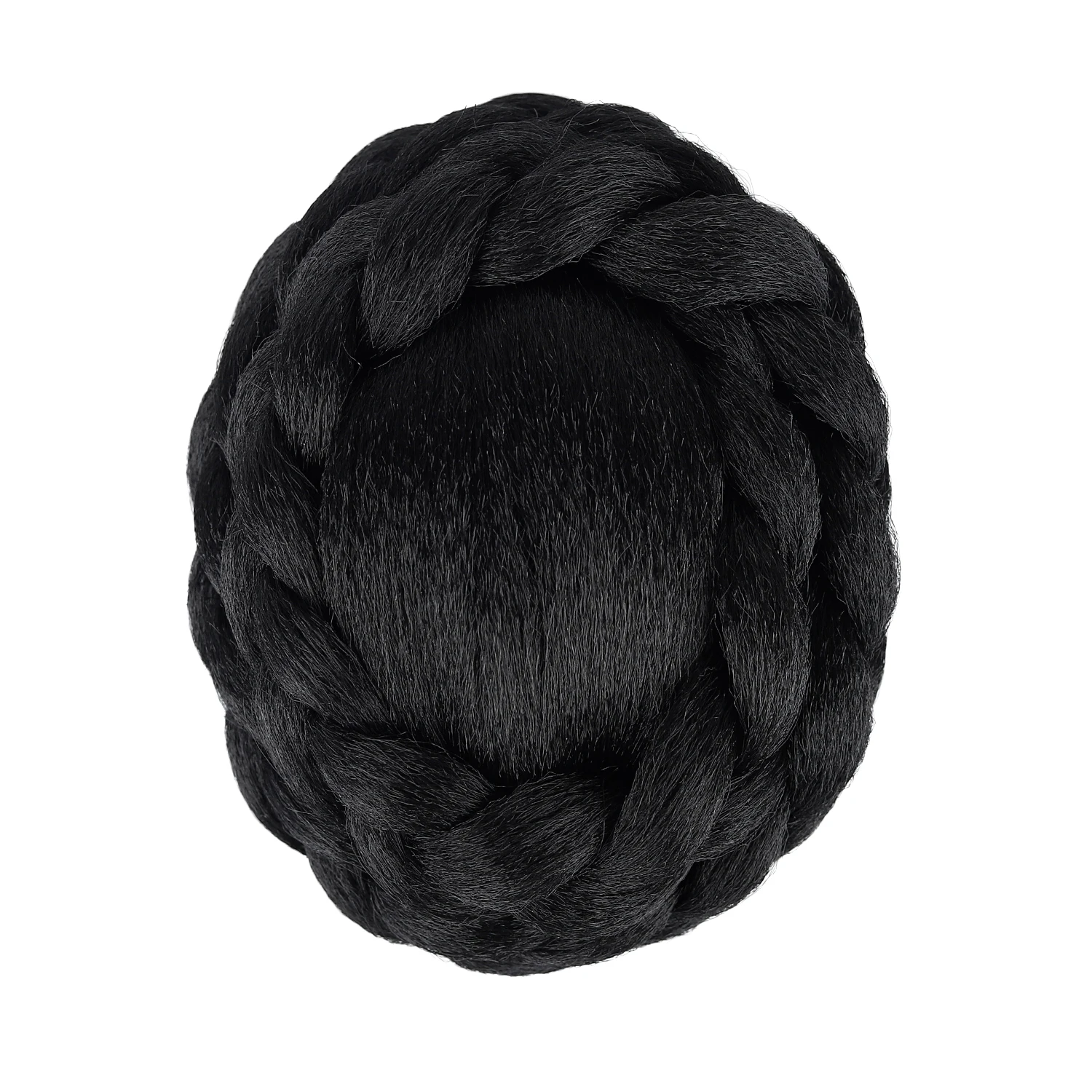 Clip In Braided Fake Hair Bun, High Temperature Fiber Bridal Chignon, Vintage Updo Hair Accessory For Wedding Cheongsam Party