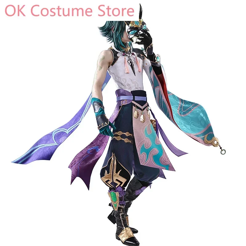 Anime! Genshin Impact Xiao Game Suit Handsome Cool Uniform Cosplay Costume Halloween Carnival Party Outfit For Men