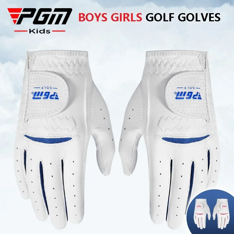 PGM 1 Pair Boys Girl Lambskin Golf Gloves Kids Left and Right Hand Sport Gloves Children Breathable Elastic Full Finger Mittens