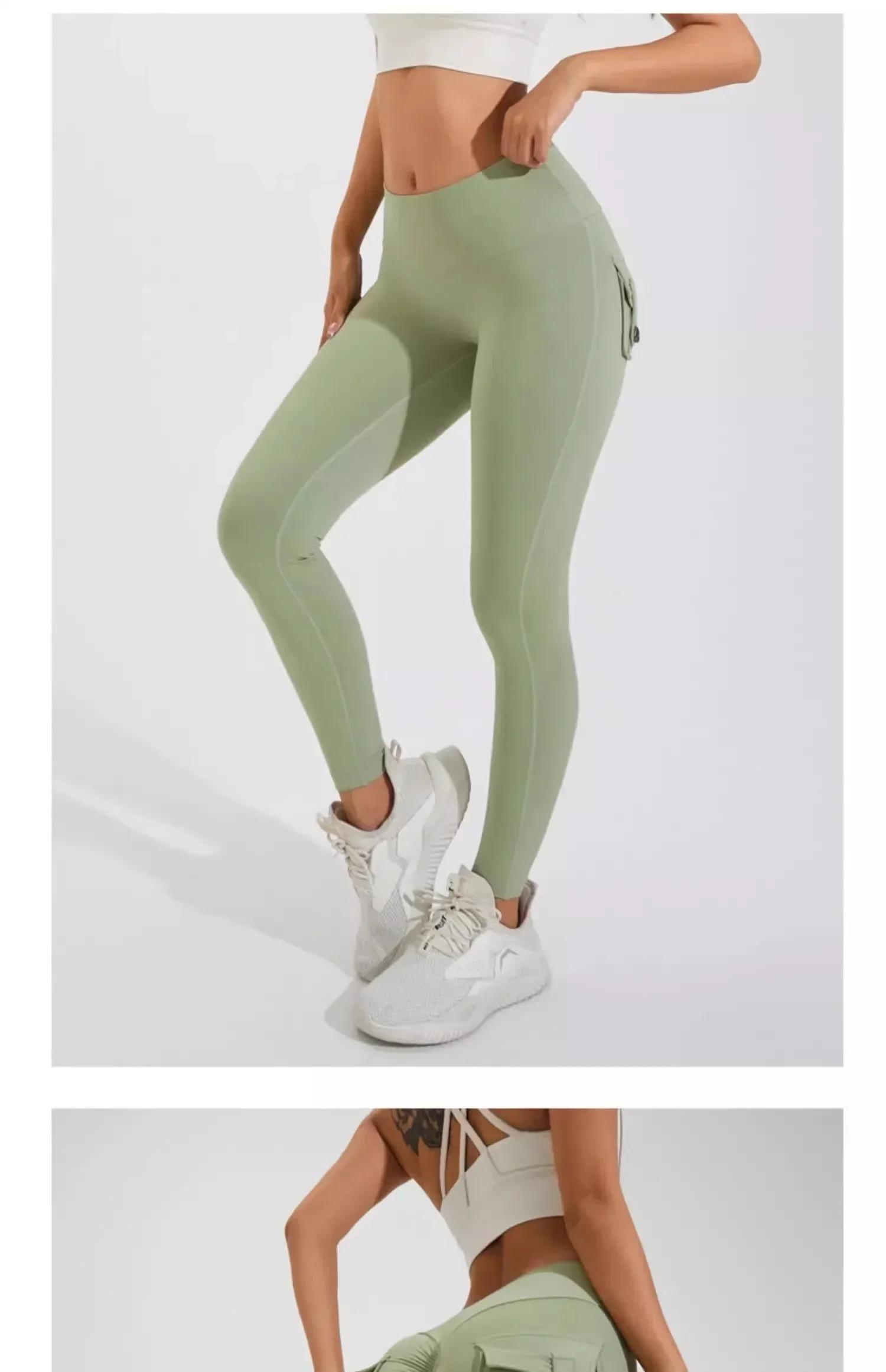Naked Feeling Damen Fitness Freizeit-Laufleggings mit hoher Taille, Hüftlift, Gesäßfalten und Gesäßtasche, atmungsaktive Hose – Detail 14