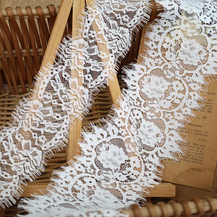 

12M Cotton-Brocade Eyelash Lace Trim for Clothing Decoration Ideal for Home Curtains Collars Cuffs and Skirt Edges