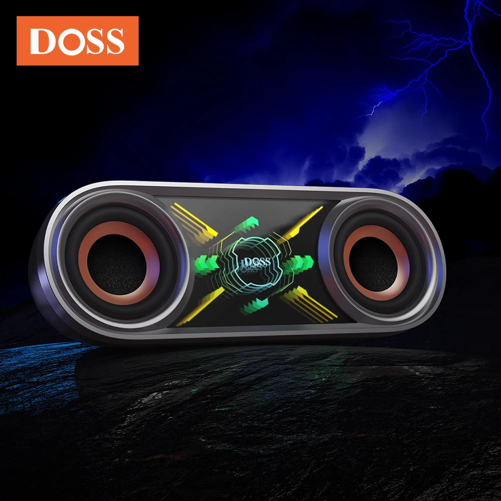 

DOSS 50W Wireless Bluetooth Speaker Powerful Sound Box Outdoor IPX5 Waterproof Cool Mirror Lights 26H Playtime Portable Speakers