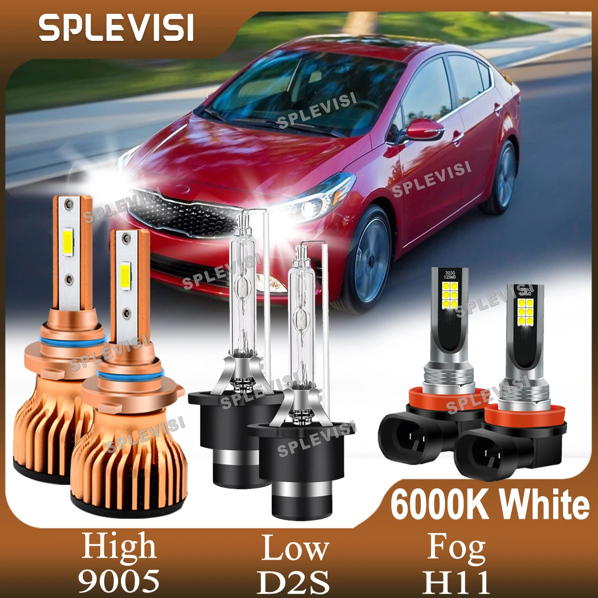 

SPLEVISI 44000LM Car Light Bulbs Xenone White For Kia Forte 2017 2018 9005 LED High D2S Xenon Low Lamp H11 Foglight Kit 12V 24V