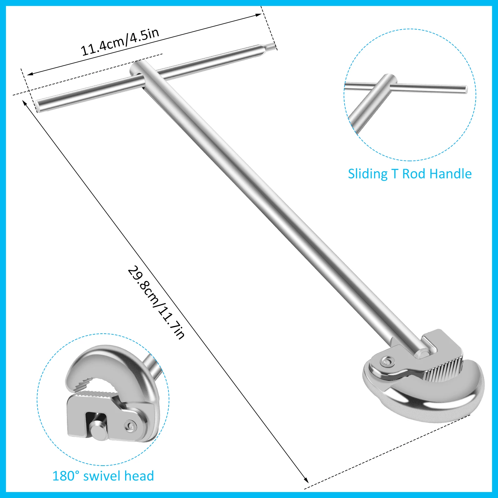 180 Degree Rotating Adjustable Basin Spanner Carbon Steel Tap Nut Spanner Universal Sink Plumbing Repair Basin Wrench Hand Tool