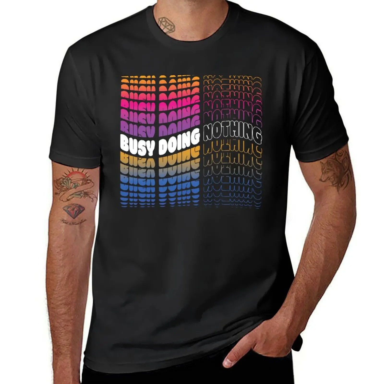 Busy Doing Nothing, Busy, Doing, Nothing, sunset colors T-Shirt graphics oversizeds quick-drying t shirt men