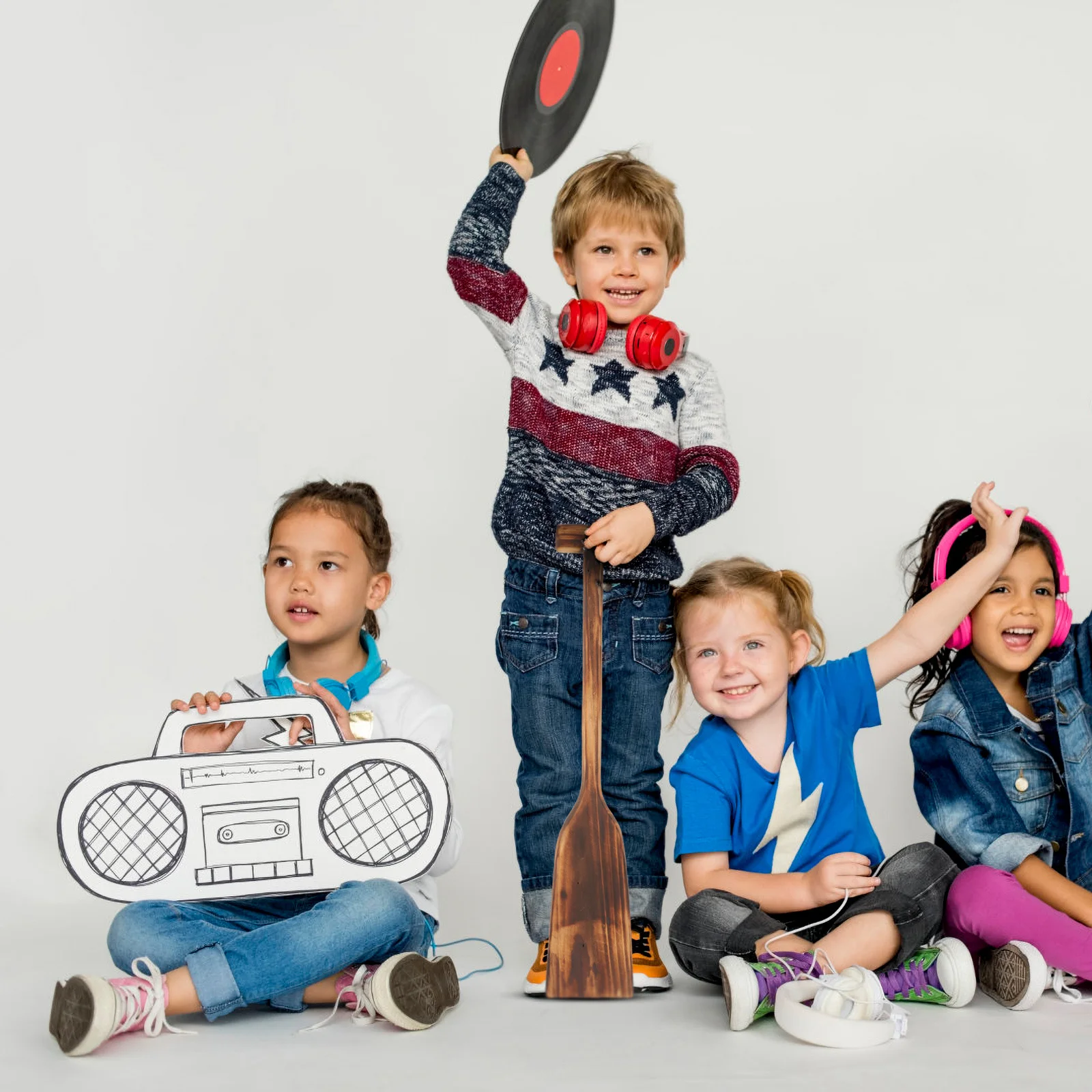 코스프레 나무 노 젓대 소품 무대 공연을위한 경량 천연 나무 파티 장식 액세서리 역할 놀이 도구