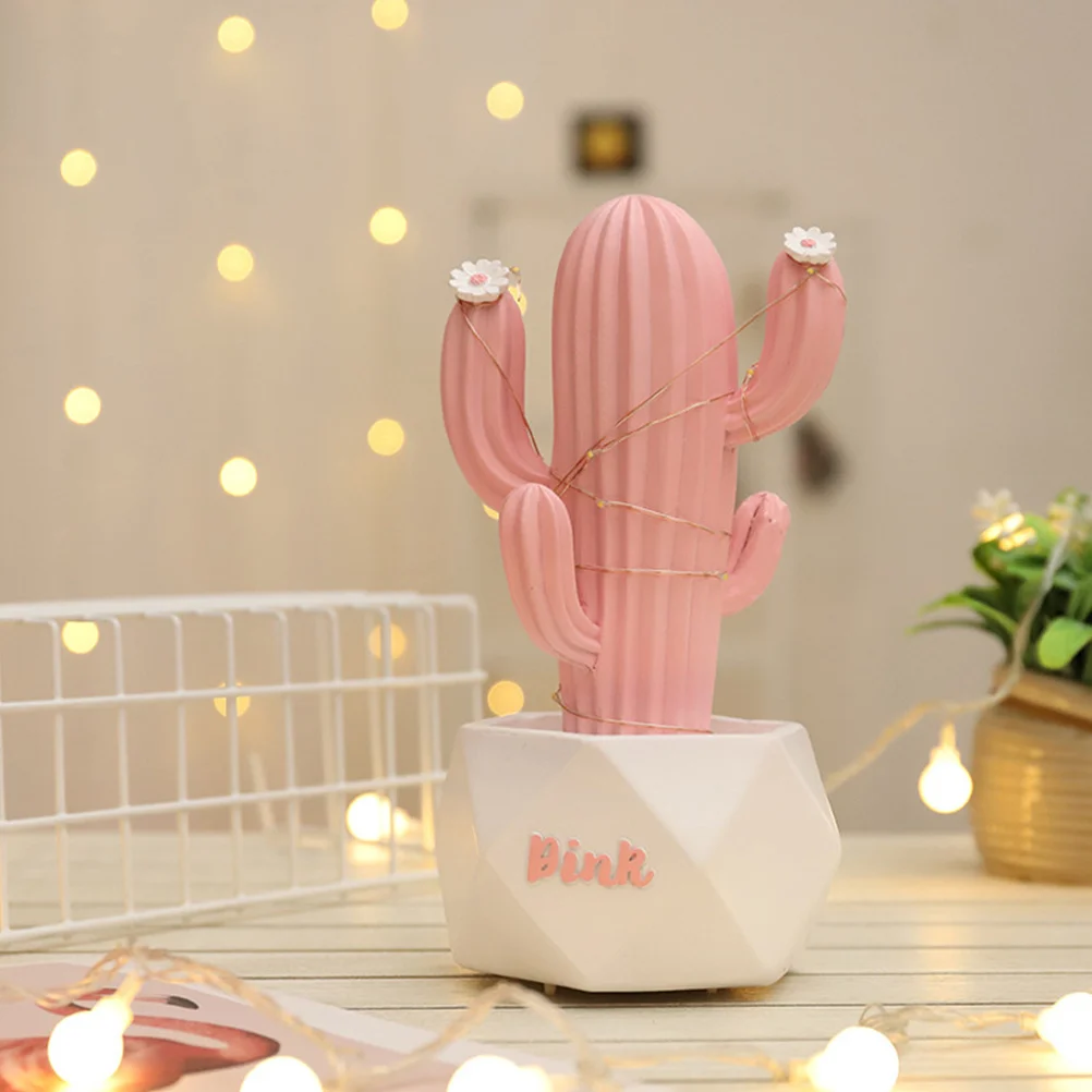 

Decoration Star Light Ornaments Cactus Heart Desktop Resin Pink Student