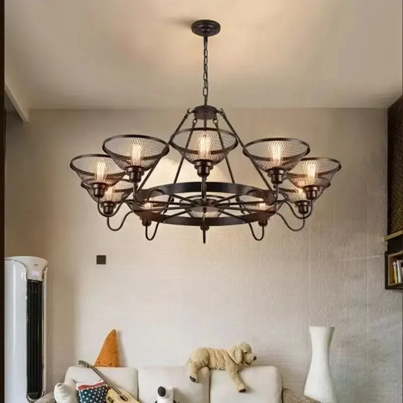 قلادة حديدية لمطعم بار عتيق في الريف الأمريكي بما في ذلك المصابيح الكهربائية لمبة ST64 #1