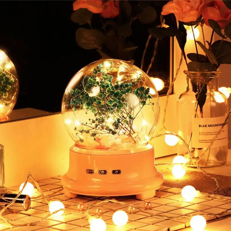 Eternal Flower Wireless Speaker Eternal Flowers Rose Musical Box Ball Light Show Wireless Speaker Speakers Ornament Light Up For