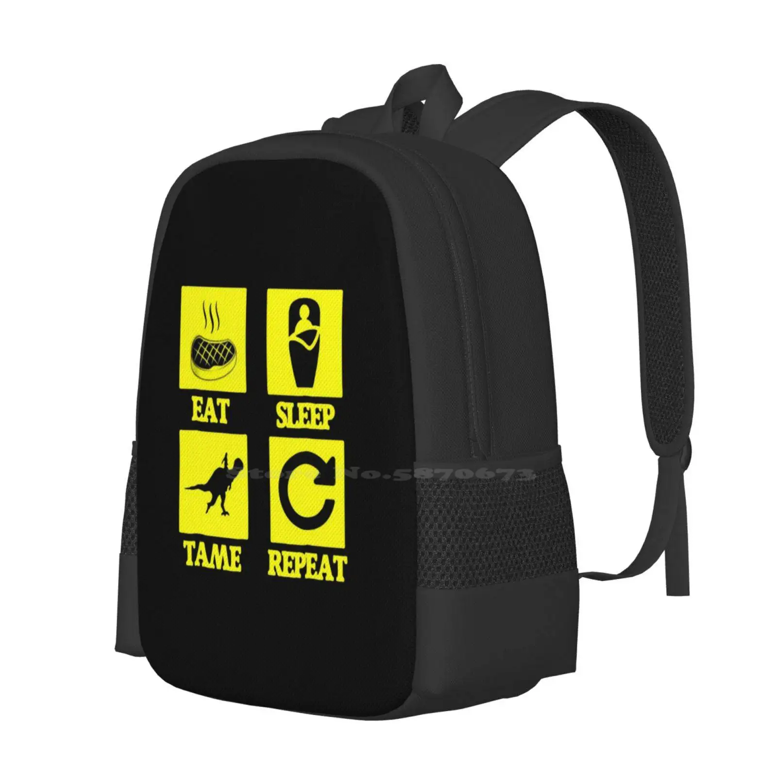 Eat Sleep Tame Repeat Hot Sale Schoolbag Backpack Fashion Bags Dinosaur Eat Sleep Tame Repeat Gamer Gaming Funny Ark Survival