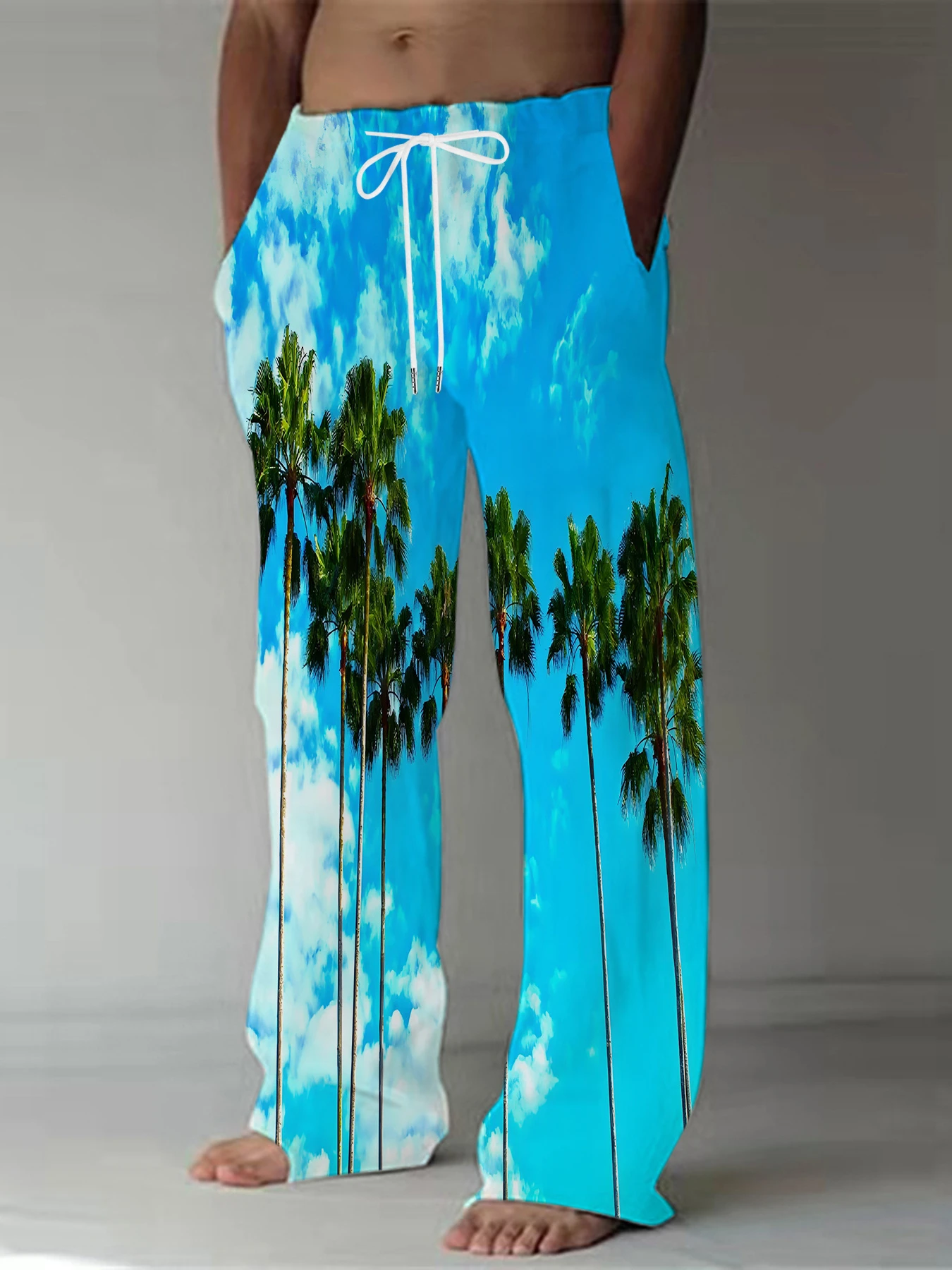 2026 Men's Summer Hot Selling Flame Print Casual Outdoor Sports Fashion Street Hawaiian Vacation Style Pants