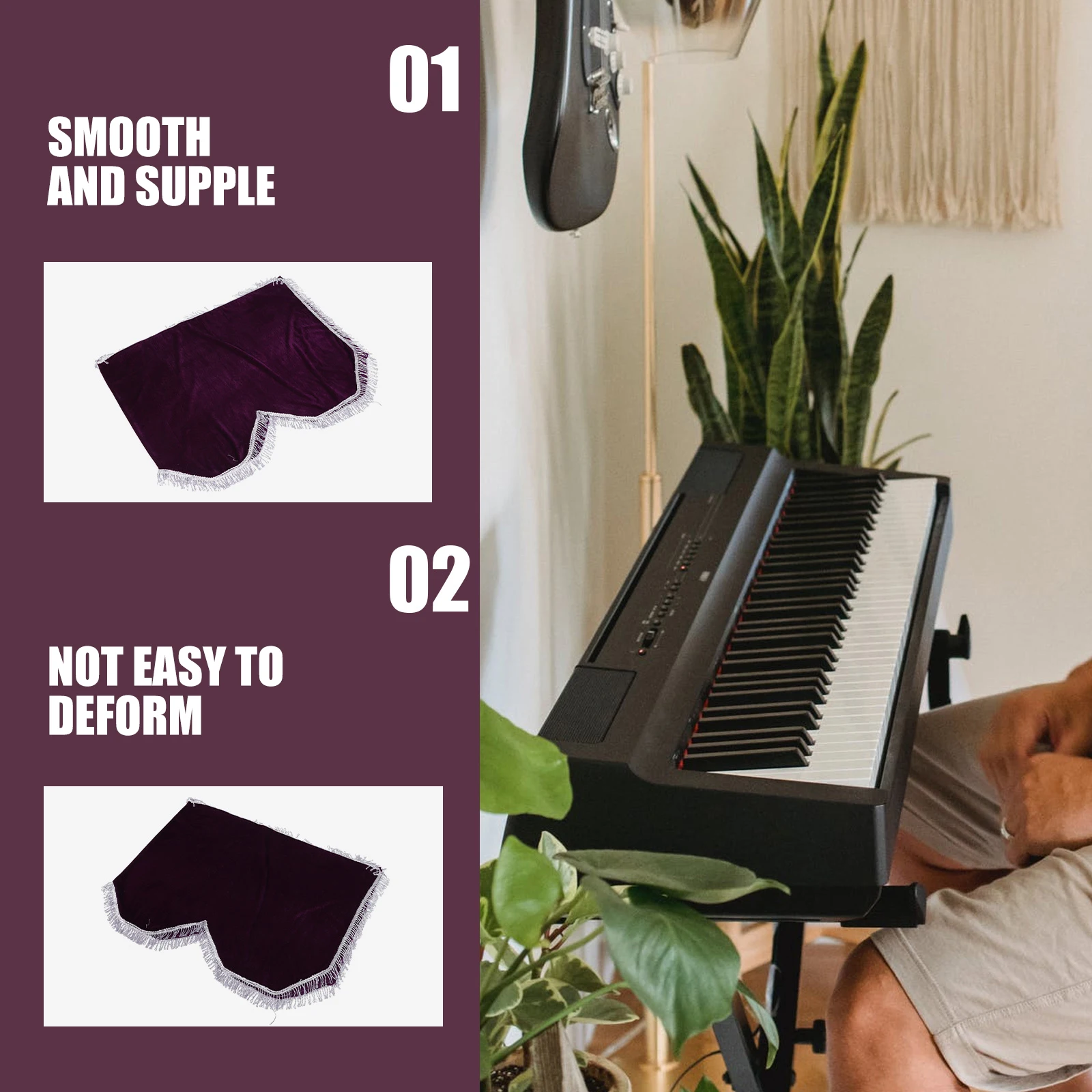 

88-Key Piano Cover Exquisite Durable Protection for Electric Keyboard Smooth Debris Proof Accessory Piano Cover