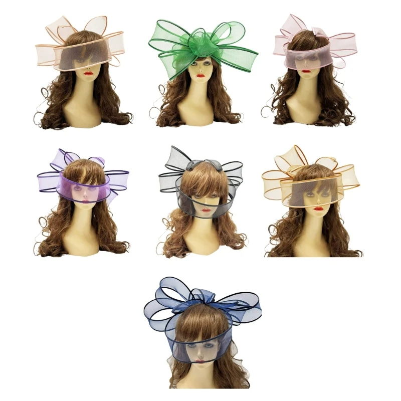 

F42F Элегантная заколка для волос с лентой, большой цветок, аксессуары для волос ручной работы для женщин, большой головной