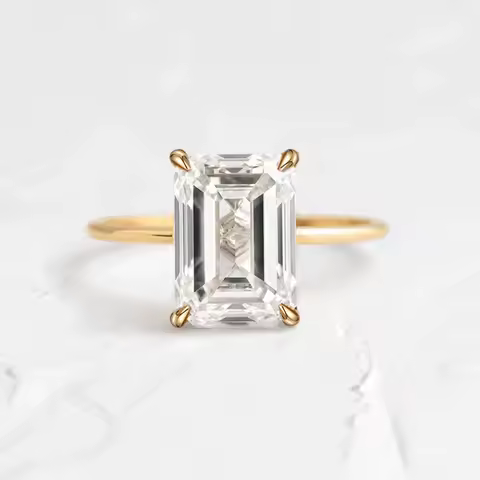 High Quality Emerald Cut 1ct 2ct 3ct Moissanite Solitaire Ring 925 Sterling Silver Engagement Rings for Woman Girl Birthday Gift