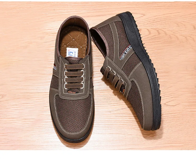 Herren Mesh Freizeitschuhe mit Elastischem Riemen, Weicher Gummisohle, Rutschfest, Atmungsaktiv, für Gehen, Arbeiten und Autofahren – Detail 11
