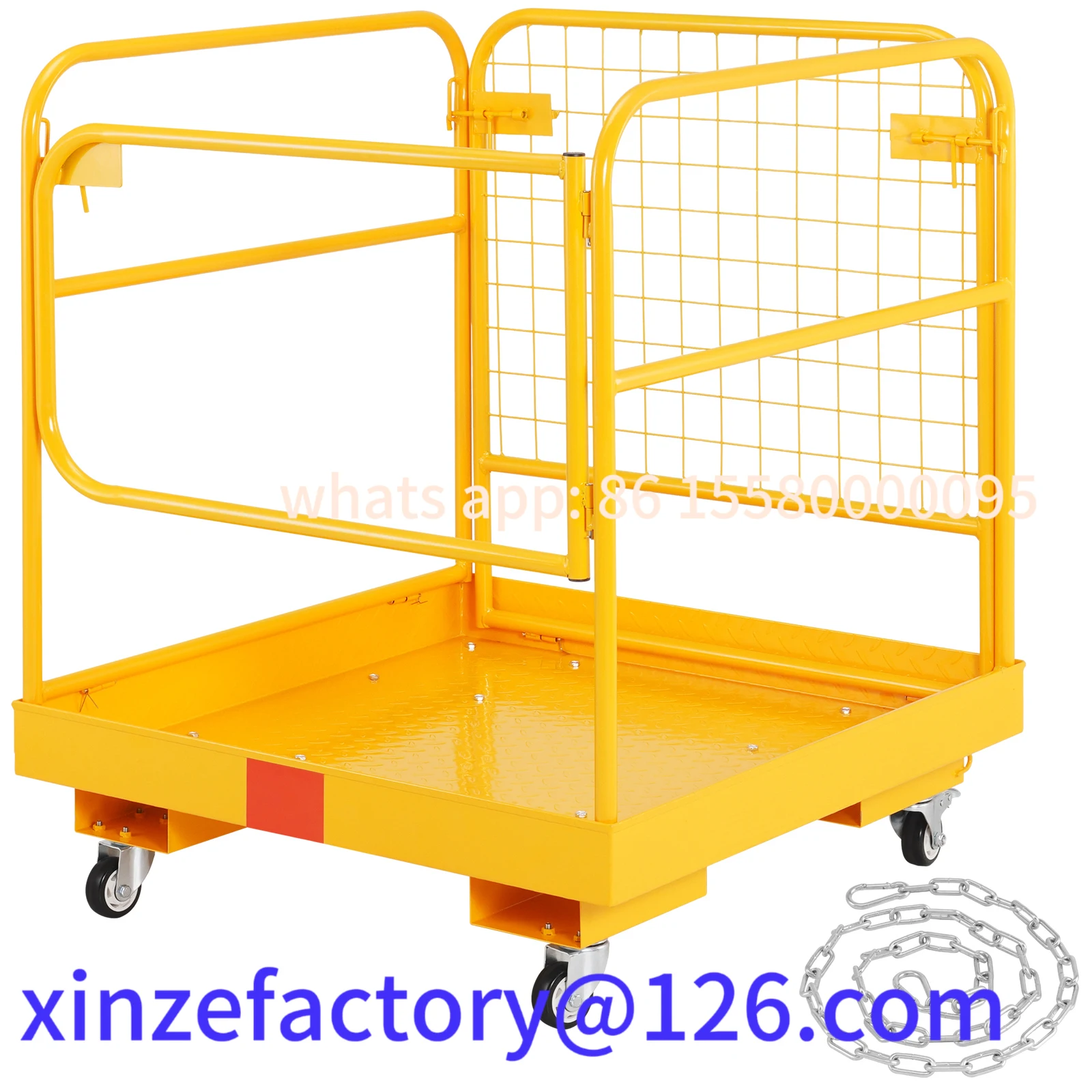 Plataforma de seguridad plegable personalizable de la jaula de seguridad del carretilla elevadora de 1200 libras con las ruedas giratorias bloqueables