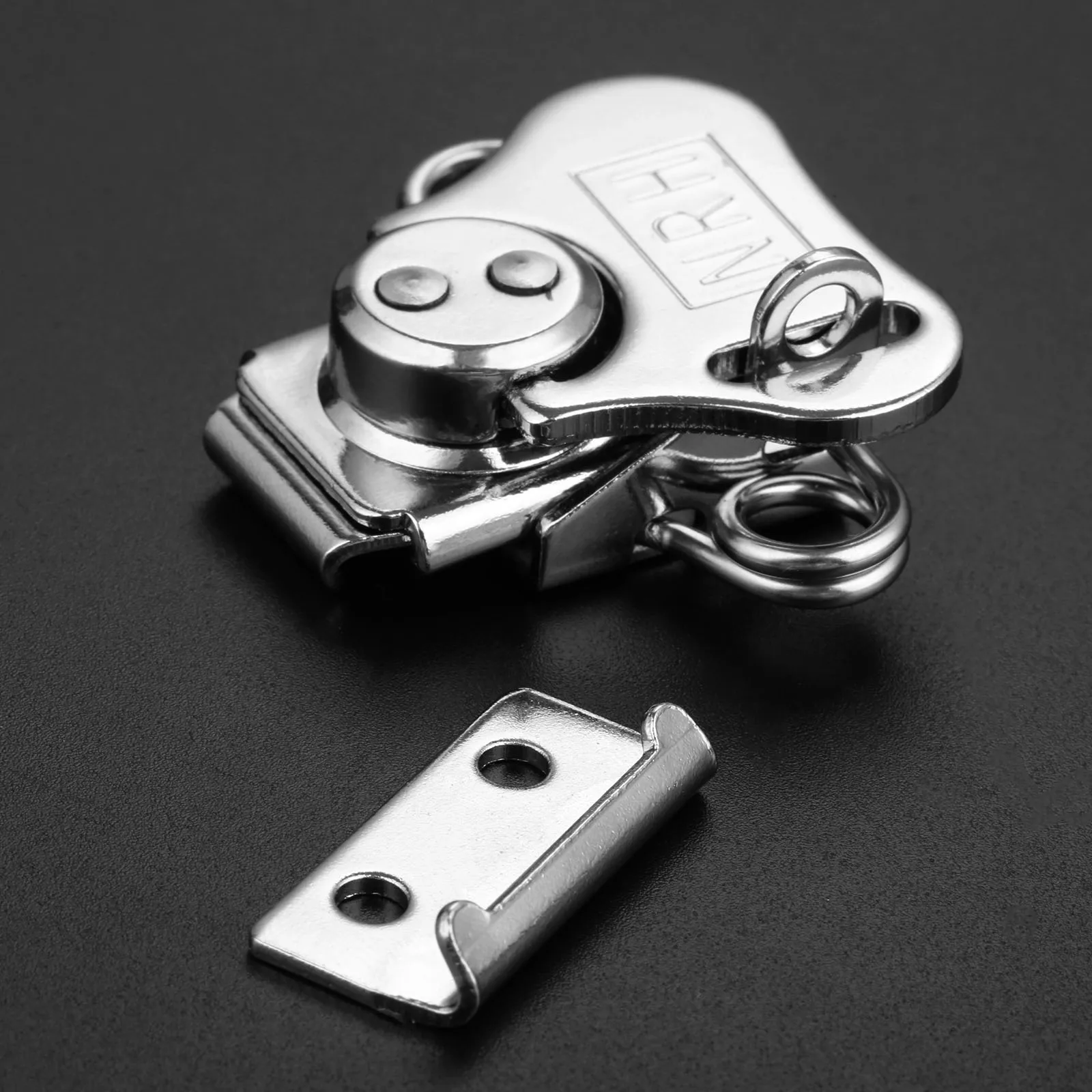 1pc Butterfly Toggle Latch Iron Toolbox Locking Clasp Silver Tone Secure Small Door Cabinet Fishing Box Rotary Locker 56*53mm