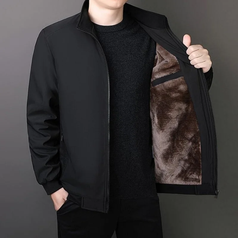 

Winter Jacket Men 2023 Autumn Solid Color Plush and Thick Coats Men Plus Size 8XL Stand Collar Warm Men Clothing