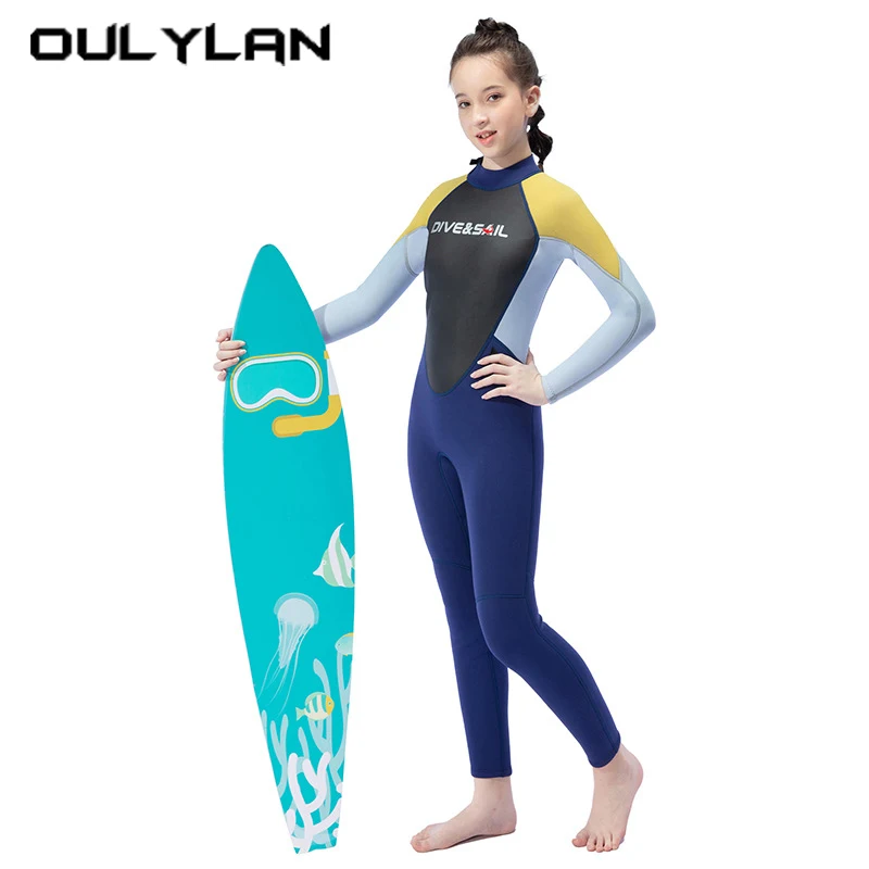 Kids Wetsuit For Teen Boys Girls Youth 2.5mm Neoprene Back Zip Full Body Wet Suits Thermal Dive Suit Keep Warm Swimsuits