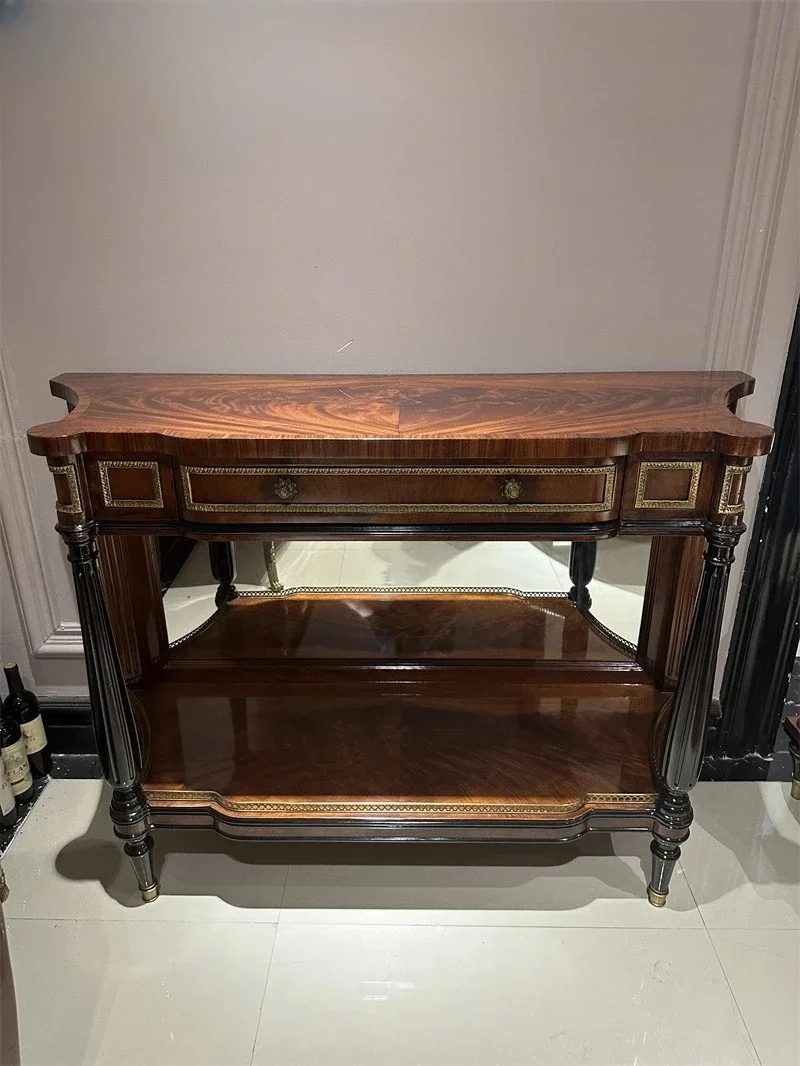 

Британский шкаф для прихожей с зеркальной тумбой, декоративной отделкой из латуни, неоклассический обеденный шкаф, декоративная полка для коридора