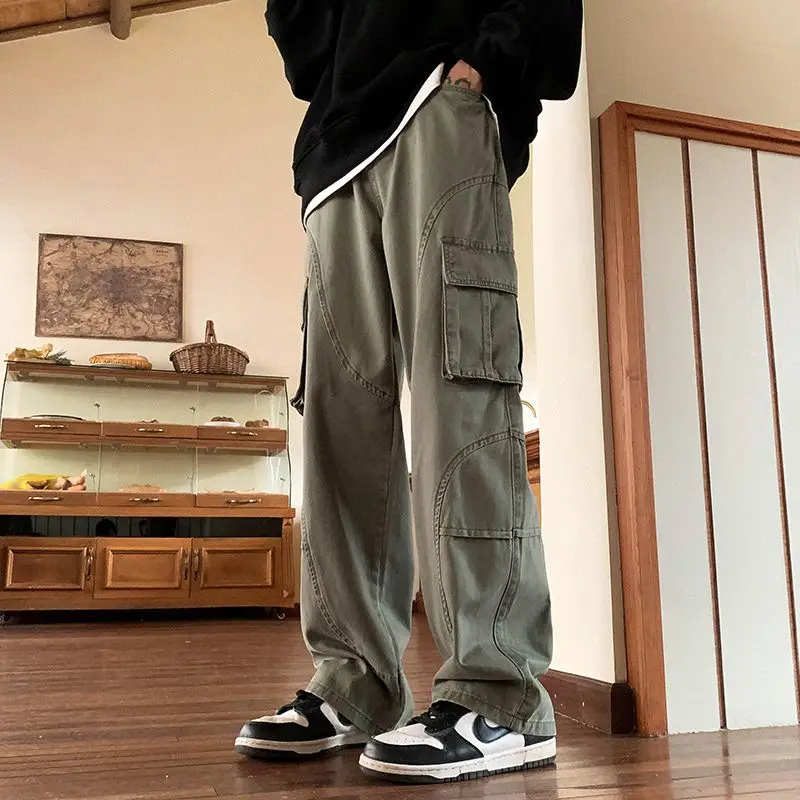 

High Street Chaopai Casual Multiple Pockets Hip-hop Cargo Pants Man Fashion Autumn Youth Trend All-match Male Trousers 2023