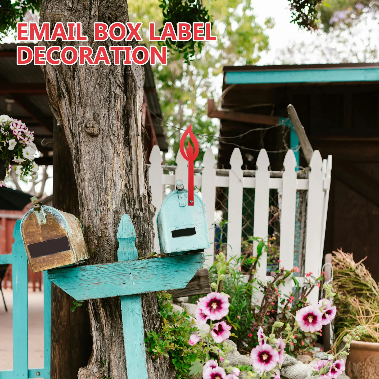 Flame Silhouette Iron Mailbox Decor Adorable Eye-Catching Garden Flag Simple Install Durable Long Service Time