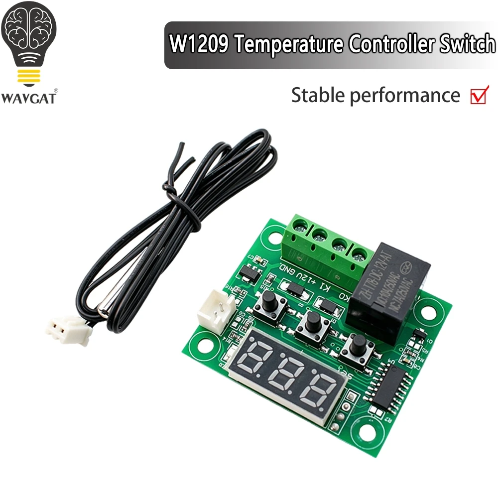 W1209 Blue/Red light DC 12V heat cool temp thermostat temperature control switch temperature controllerNTC 0.5 1 2 3M  cable
