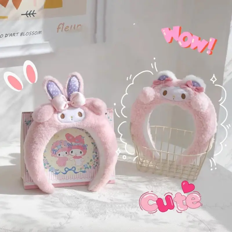 

Cute Cartoon Sanrio Melody Plush Headband Kawaii Plush Lamb Headdress Wash Up Makeup Headband For Girls Hair Accessories