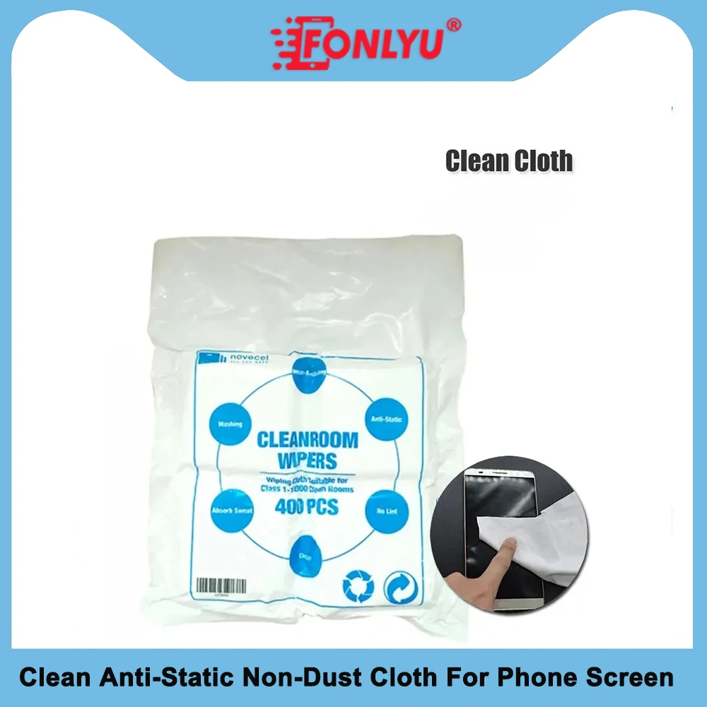 400pcs/lot Clean Soft Anti-Static Non-Dust Cloth 4-inch Microfiber Glass Mobile Phone Screen And Watch LCD Clean Dust-Free Cloth