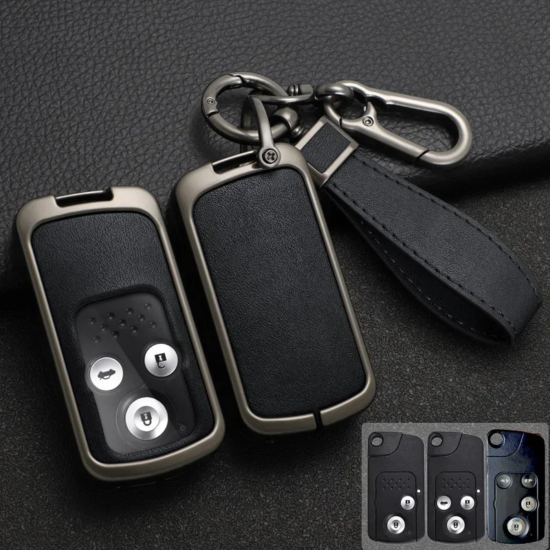 

Zinc Alloy+ Leather Car Key Case Cover For Honda Accord CIVIC CRV Fit Spada Hybrid StepWgn RG1 Freed Spike Ge6 Fit Jazz Shuttle