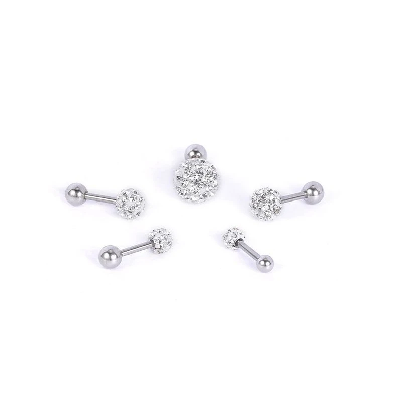 Brincos De Bola De Cristal Para Lobe, Orelha Tragus Cartilagem Piercings, Brinco De Bola, Conch Ear Stud, Piercings Cartilagem Hélice, 1Pc