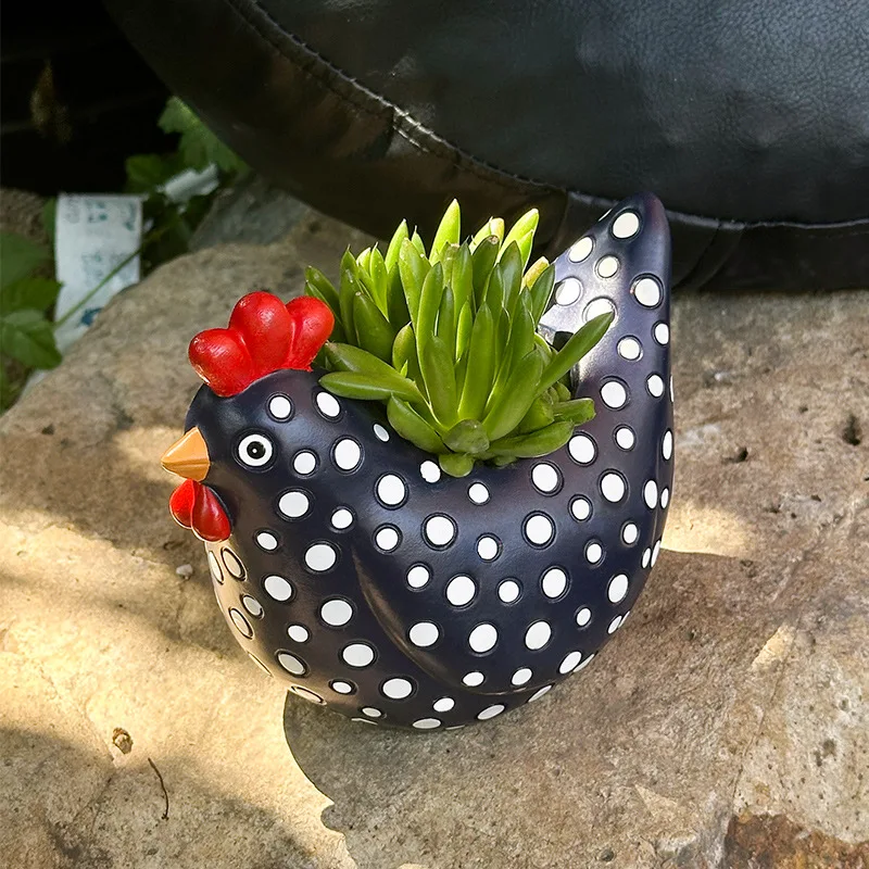 Spotted chicken flower pot ranch garden decorative flower classic funny polka dot garden decorative ornament