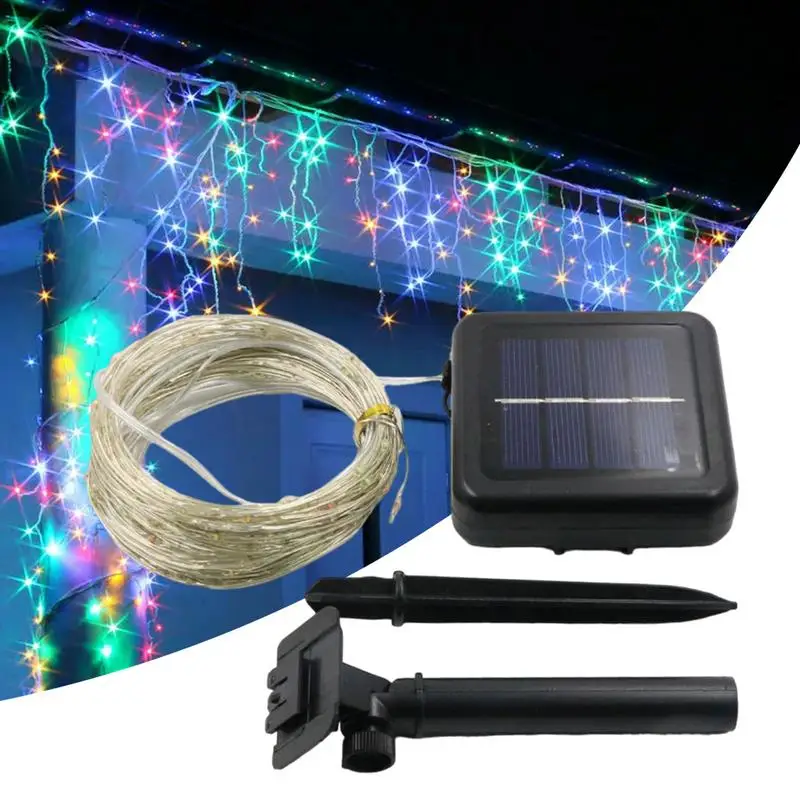 Luces solares de Navidad para exteriores, 8 modos, luces de hadas multicolores alimentadas por energía Solar con control remoto, tubo de cadena de hadas impermeable IP65